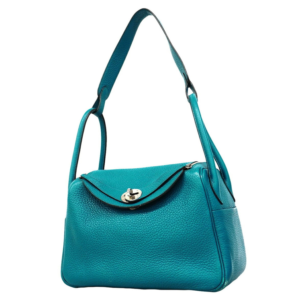 Hermes Lindy 26 handbag, Taurillon Clemence leather, turquoise, □Q stamp, 2-w...